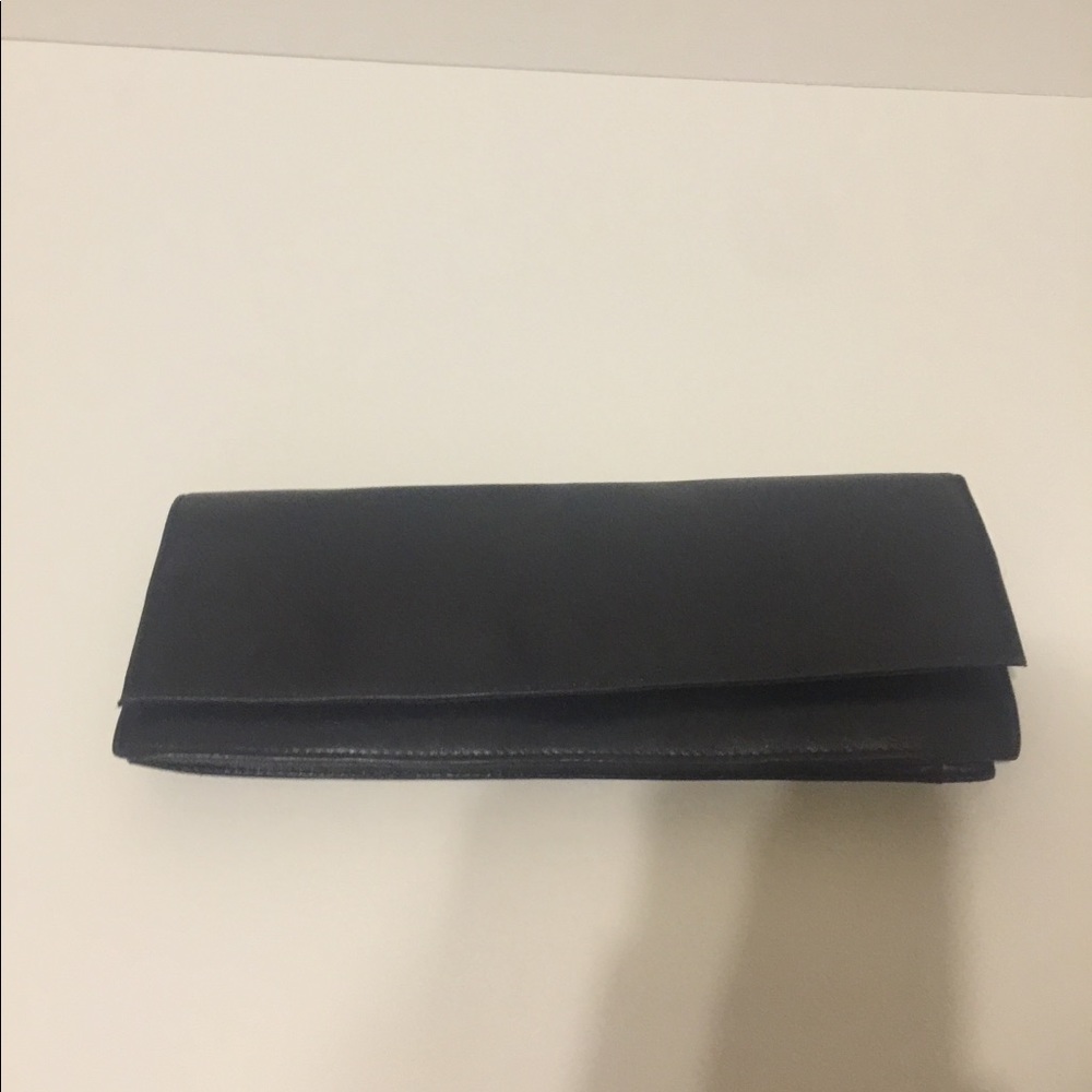 Black leather clutch